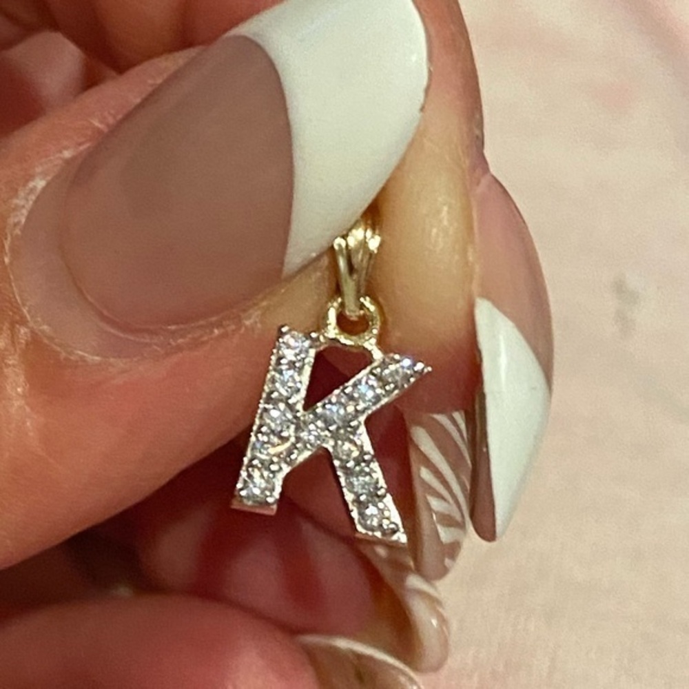 14K SOLID GOLD K INITIAL PENDANT 1/4” INCH